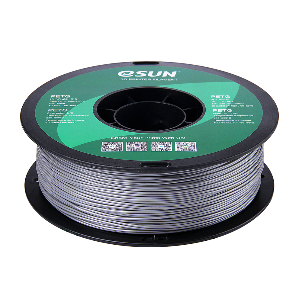 eSun PETG 1.75mm 1kg Solid Silver Filament - RUUMIK